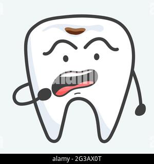 The tooth is sick with caries. Vector illustration in flat style Stock Vector