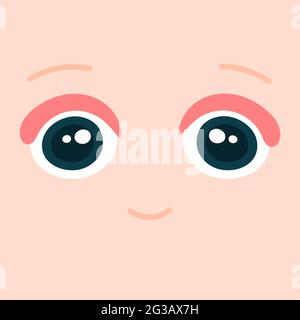 cute eyes and mouth. Vector cartoon man face isolated on white background. Stock Vector