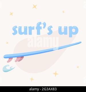 surfboard with the inscription surf s up . Vector illustration Stock Vector