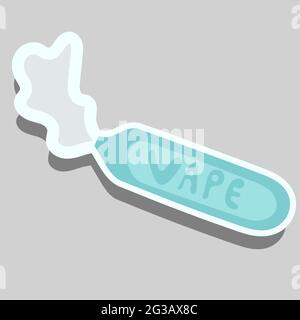 Electronic cigarette sticker. Vape sticker with steam. Stock Vector