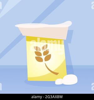 bag of flour. Flat style vector illustration. Stock Vector