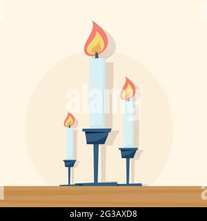 Candles and candlestick. vector illustration in flat style Stock Vector