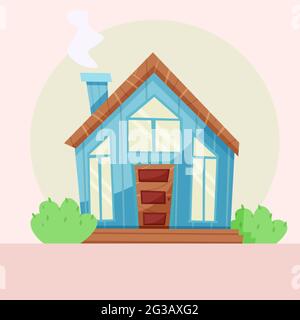 cozy home. Scandinavian style. House with panoramic windows. Vector illustration in flat style Stock Vector