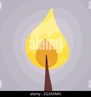 A match and a burning fire. Vector illustration in flat style Stock Vector