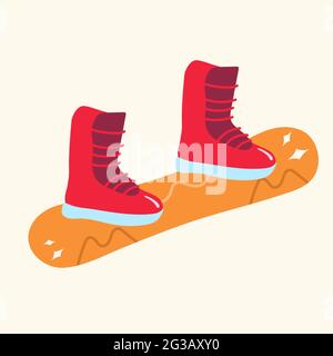 boots on a snowboard. vector illustration isolated, boots on a snowboard. vector illustration isolated Stock Vector