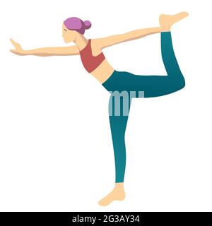 woman practices yoga in a pose lord of dance. vector illustration, woman practices yoga in a pose lord of dance. vector illustration Stock Vector