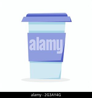 takeaway glass for drinks. Thermo mug. Vector illustration in flat style Stock Vector