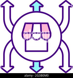 E-commerce expansion RGB color icon Stock Vector