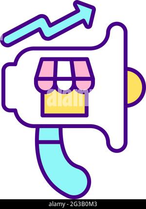Online marketplace promotion RGB color icon Stock Vector