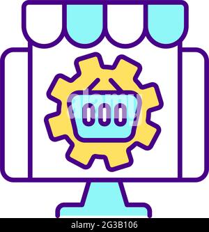Buying goods on marketplace RGB color icon Stock Vector