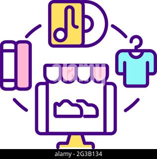 Selling on social media platform RGB color icon Stock Vector
