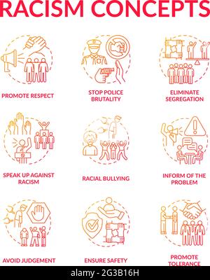 Racism concept icons set Stock Vector