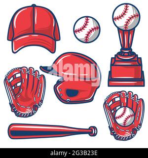 set of baseball equipment illustration Stock Vector