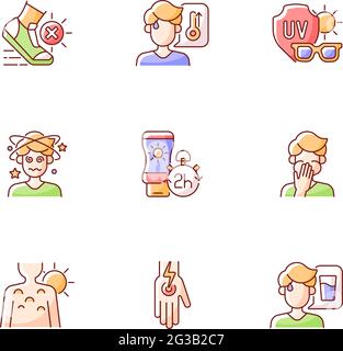 Heatstroke prevention RGB color icons set Stock Vector Image & Art - Alamy