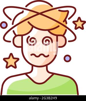 Dizziness and confusion RGB color icon Stock Vector