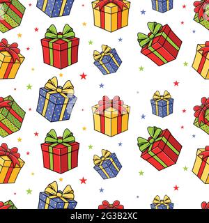 Seamless pattern of gift boxes Stock Vector