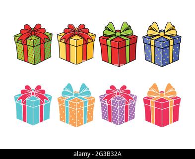 Gift boxes set. christmas or birthday presents Stock Vector