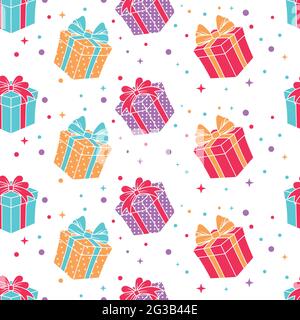 Seamless pattern of gift boxes Stock Vector
