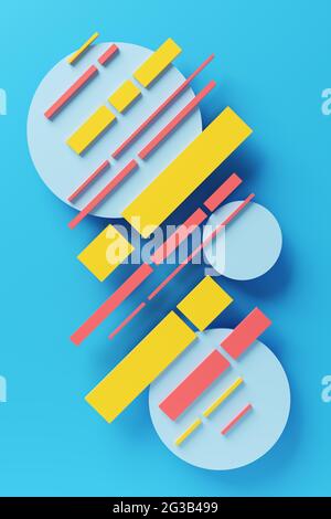 Abstract artwork made of circles and stripes. 3D illustration. Stock Photo