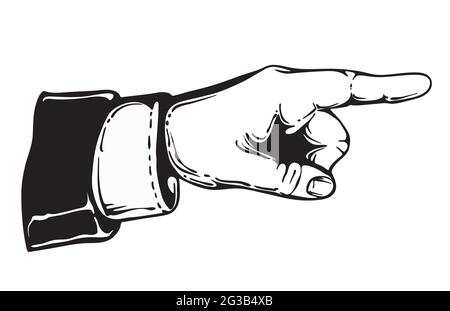 Pointing forefinger isolated hand in glove. Vector gesture, arm showing ...