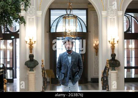 Rome, Italy. 14th June, 2021. Actor Yahya Mahayni poses for photographers during the photocall of the film The Man Who Sold His Skin, original title L'homme qui a vendu sa peau, at the St Regis hotel. Rome (Italy), June 14th 2021 Photo Samantha Zucchi Insidefoto Credit: insidefoto srl/Alamy Live News Stock Photo