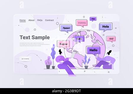 people using translation application multilingual greeting international communication concept Stock Vector