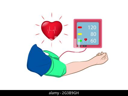 Digital device Medical equipment for measuring pressure, Diagnose hypertension, heart, vector illustrations concept health Stock Vector