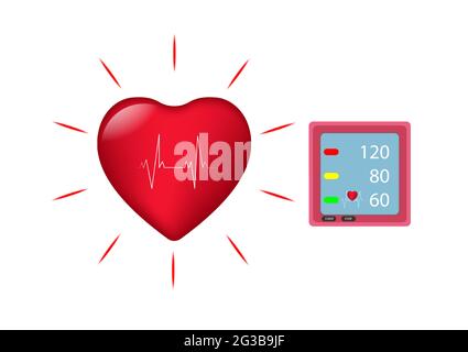 Digital device Medical equipment for measuring pressure, Diagnose hypertension, heart, vector illustrations concept health Stock Vector