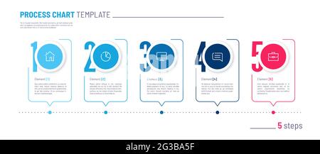 Vector infographic numbered process chart template. Five steps Stock Vector