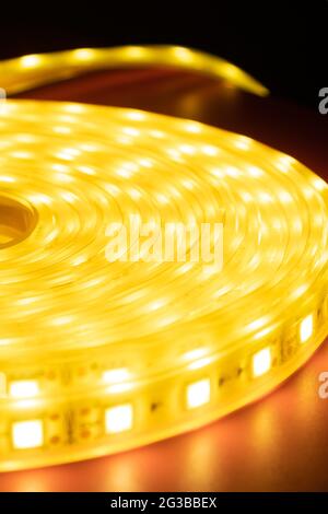 LED roll of shining decorative tape. Led Strip Light. Stock Photo