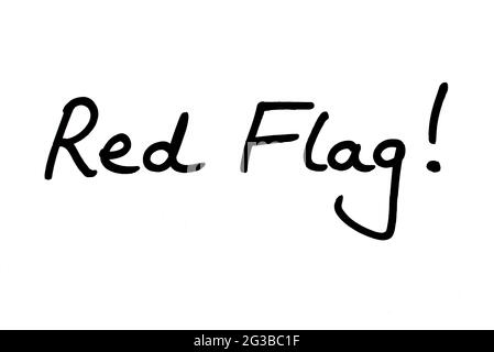 Red Flag! handwritten on a white background. Stock Photo