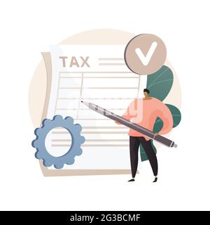 Paper tax filing abstract concept vector illustration. Stock Vector