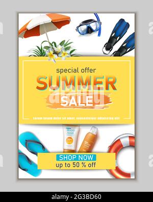 Vector summer sale banner template. Stock Vector