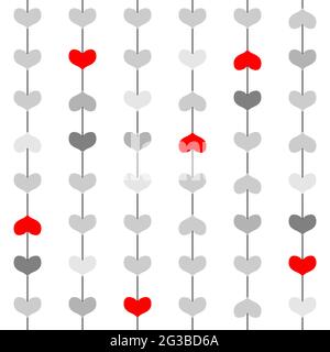 Hearts Seamless Pattern. Valentine's day Vector illustration for holiday greeting cards, wallpaper, web, wrapping paper, textile. Red and gray hearts, Stock Vector