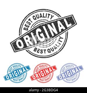 Original Rubber Stamp. Original Stamp Seal, Original Vintage Rubber Stamp Collection Isolated on White Background Stock Vector
