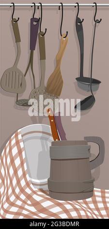 Pots and pans. Set of cooking kitchen utensils and cookware. 3d  illustration Stock Photo - Alamy