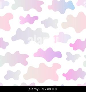 Seamless abstract clouds pattern. Gradient clouds isolated on white background. Pastel colorful hand drawn cumulus clouds. Summer bright Light cartoon Stock Vector