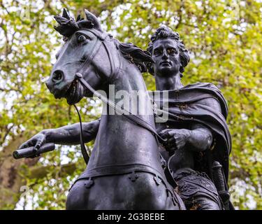 Statue of King William III, located in the historic St. James’s Square in London, UK. Stock Photo