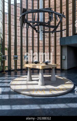 The beautiful, circular, Christ the Servant chapel in Coventry Cathedral. Built next to the previous cathedral bombed to ruins in the second world war Stock Photo