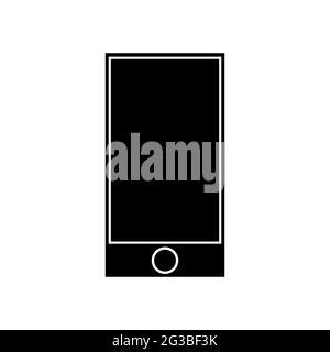 Line glyph icon phone. Stylized outline smartphone isolated on white background. Sign of mobile, online communication, social networks, blogging. Blan Stock Vector
