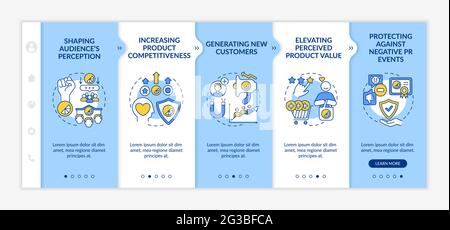 Strong brand identity advantages onboarding vector template Stock Vector