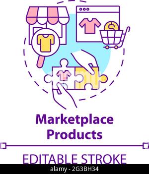 Marketplace products concept icon Stock Vector