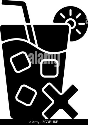 No cold drinks black glyph icon Stock Vector