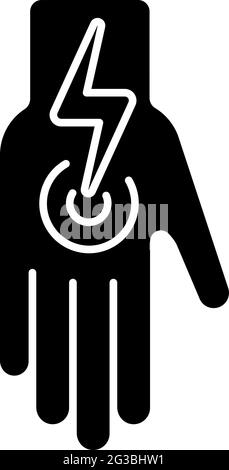 Cramps in arms and legs black glyph icon Stock Vector