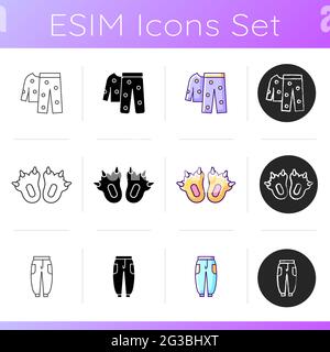 Comfortable homewear icon set Stock Vector