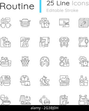 Morning Routine Daily Collection Icons Set Vector Stock Vector Image ...