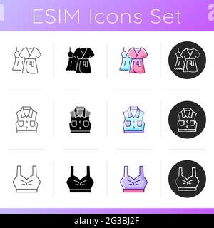 Comfortable clothing icons set Stock Vector