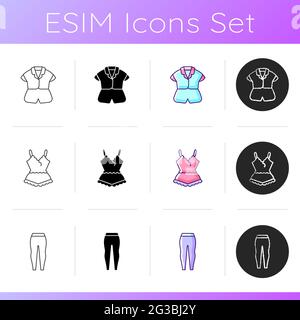 Comfortable sleepwear icons set Stock Vector