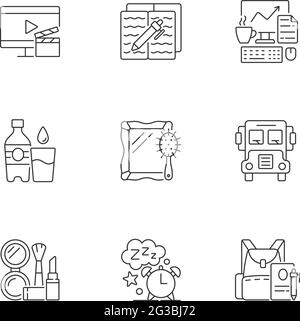 Everyday activities linear icons set for dark and light mode Stock ...