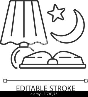 Evening reading linear icon Stock Vector